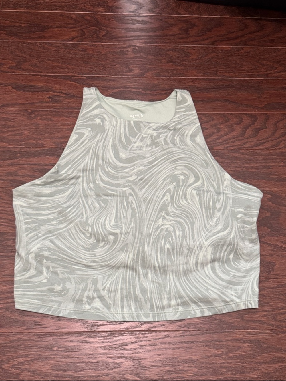 Old Navy Sage Swirl-Print High-Neck Crop Tank